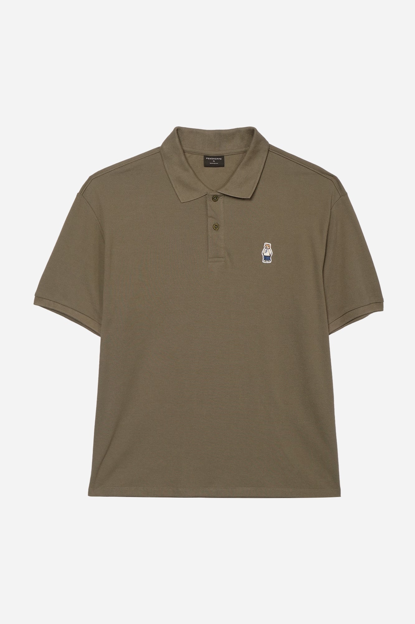 Relaxed Fit Polo with Crew Bear Patch Embroidery