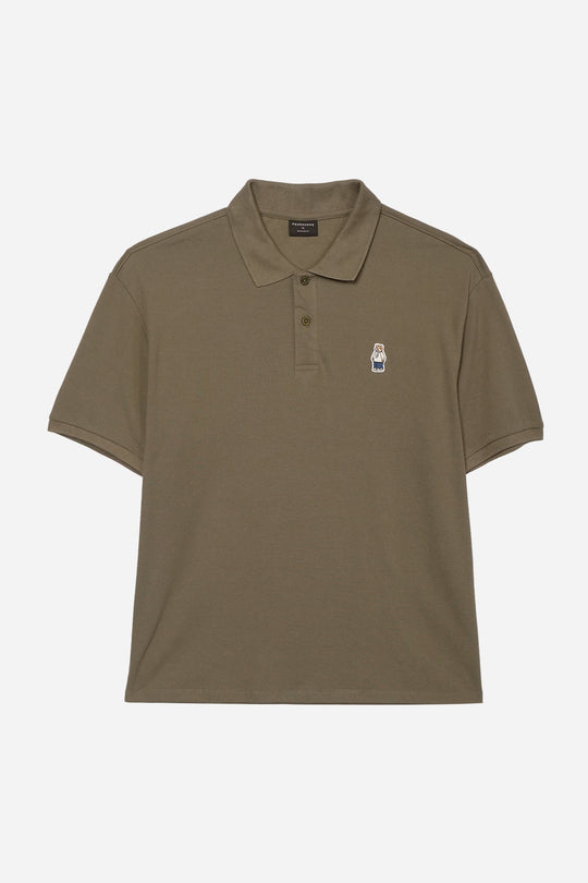 Relaxed Fit Polo with Crew Bear Patch Embroidery