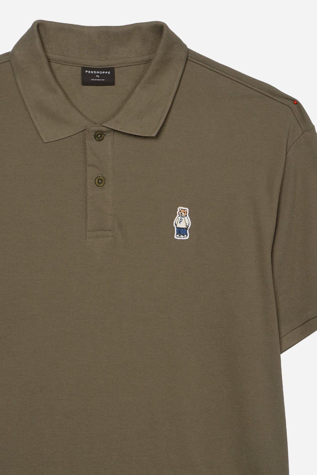 Relaxed Fit Polo with Crew Bear Patch Embroidery