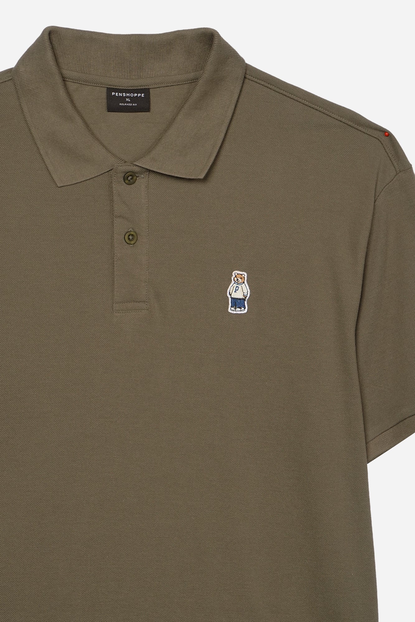 Relaxed Fit Polo with Crew Bear Patch Embroidery