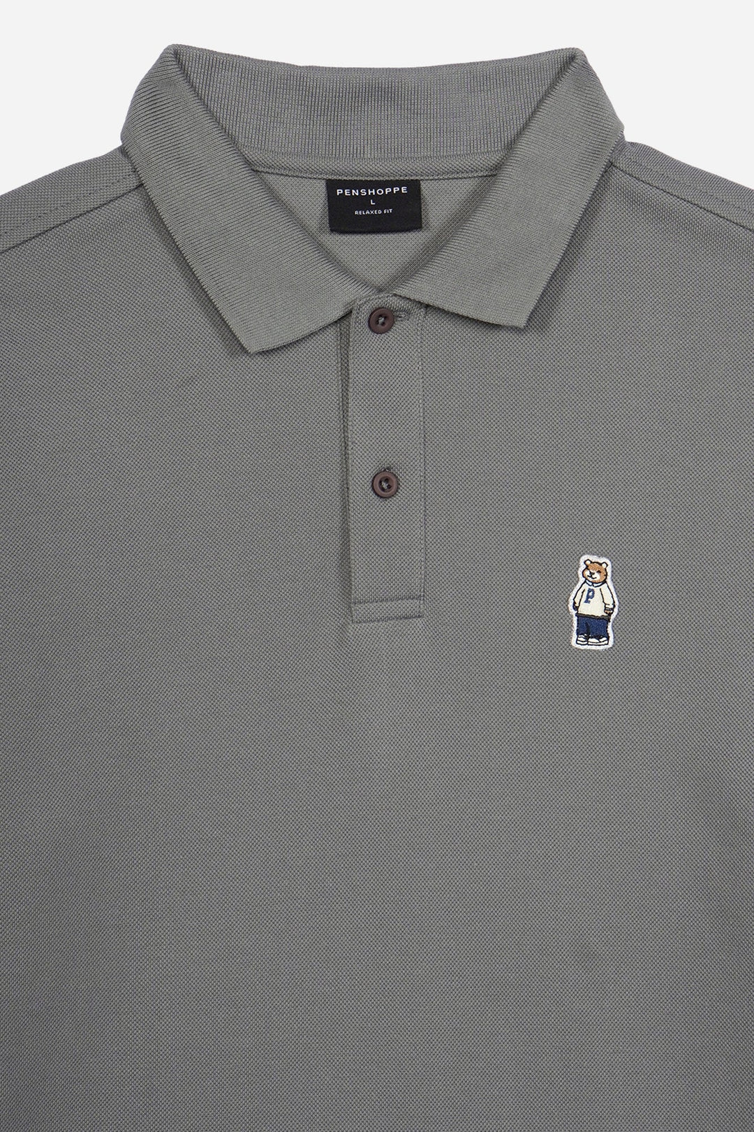 Relaxed Fit Polo with Crew Bear Patch Embroidery