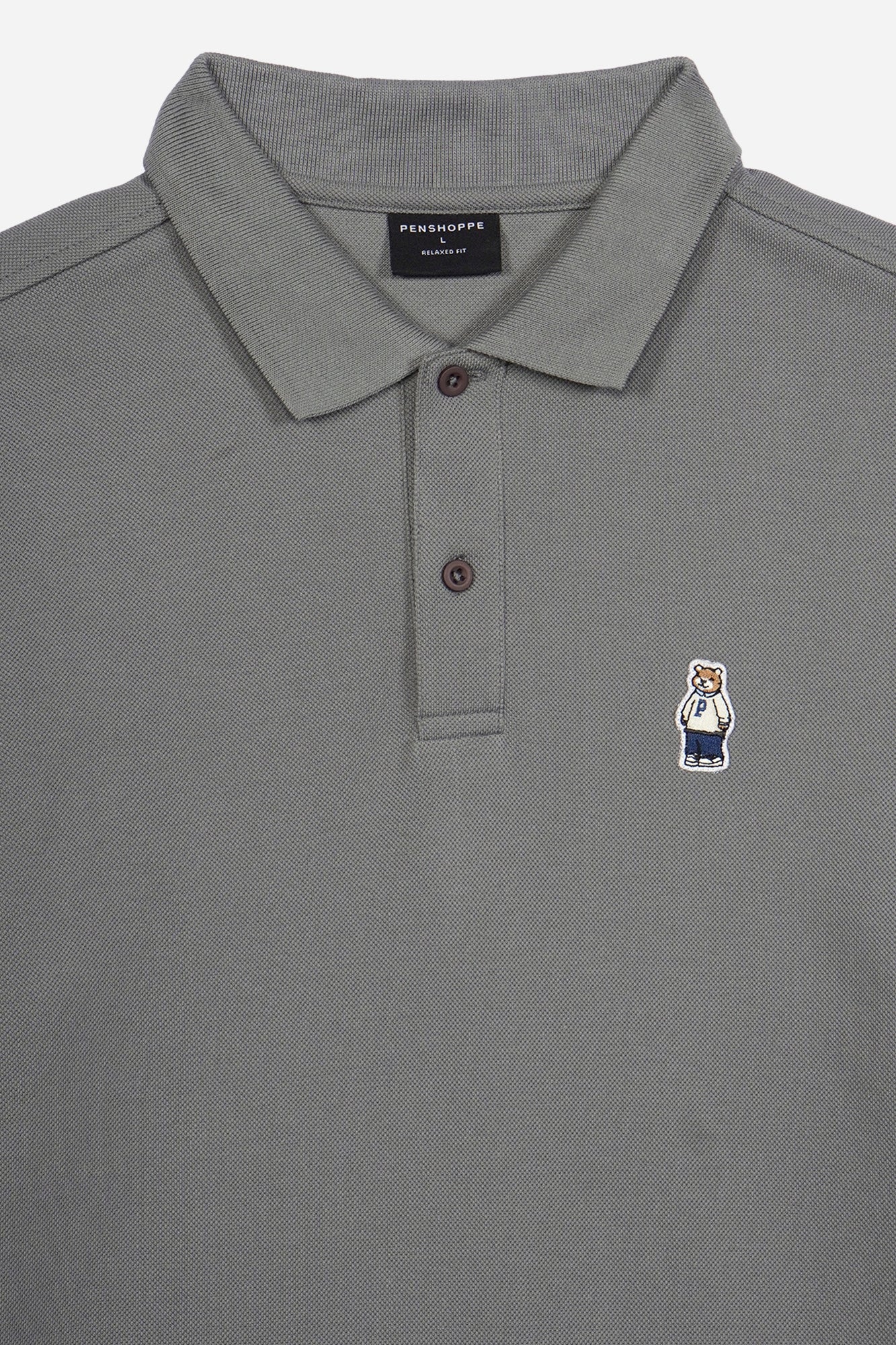 Relaxed Fit Polo with Crew Bear Patch Embroidery
