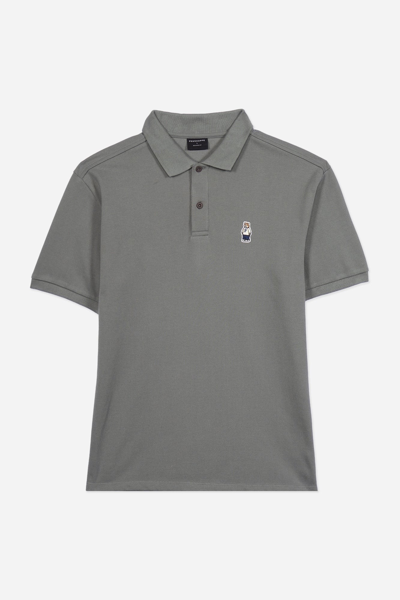 Relaxed Fit Polo with Crew Bear Patch Embroidery