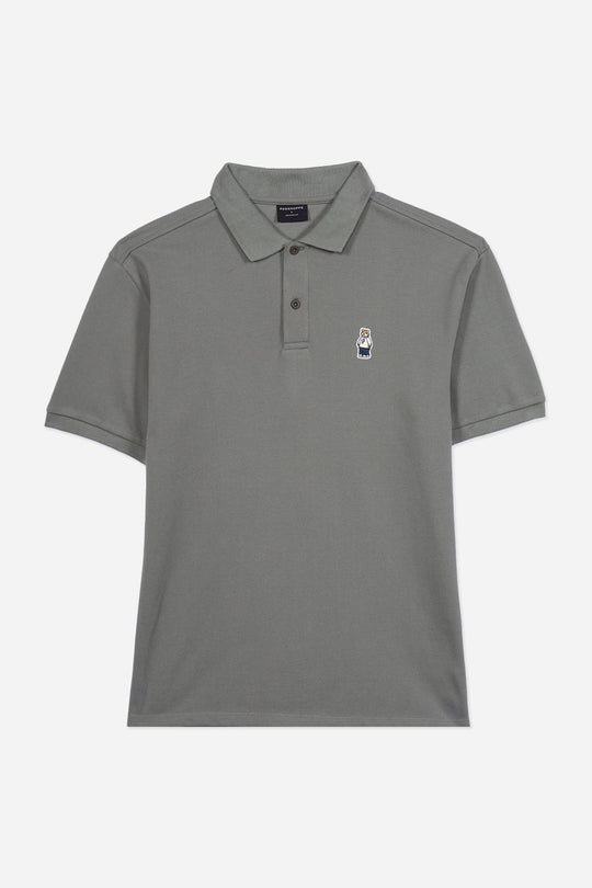 Relaxed Fit Polo with Crew Bear Patch Embroidery