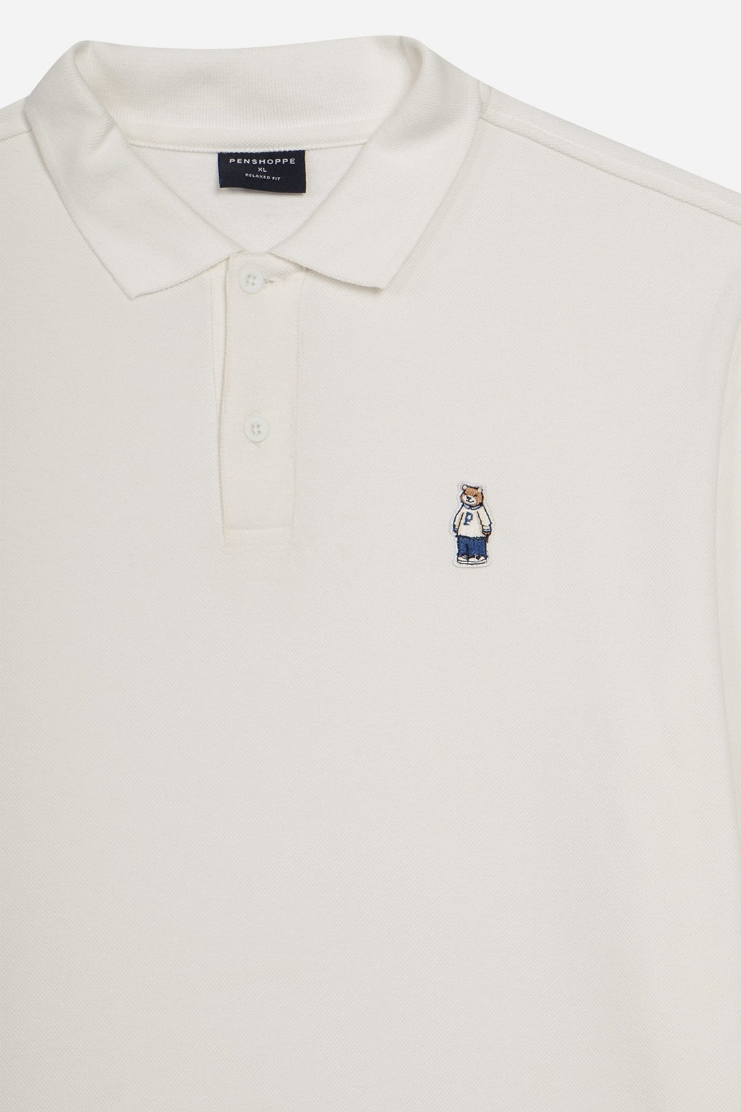 Relaxed Fit Polo with Crew Bear Patch Embroidery