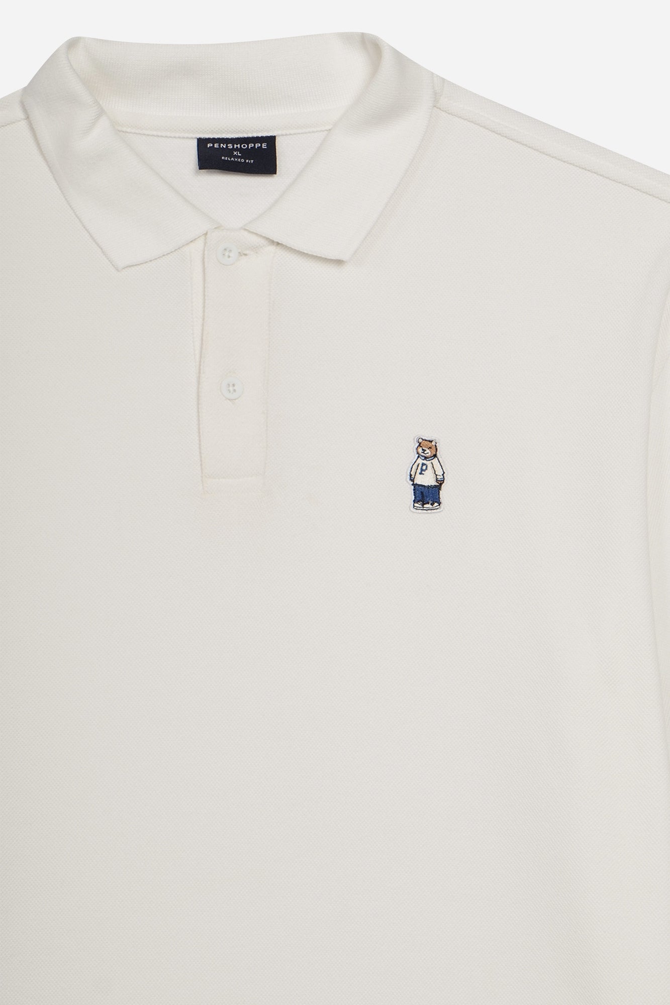 Relaxed Fit Polo with Crew Bear Patch Embroidery