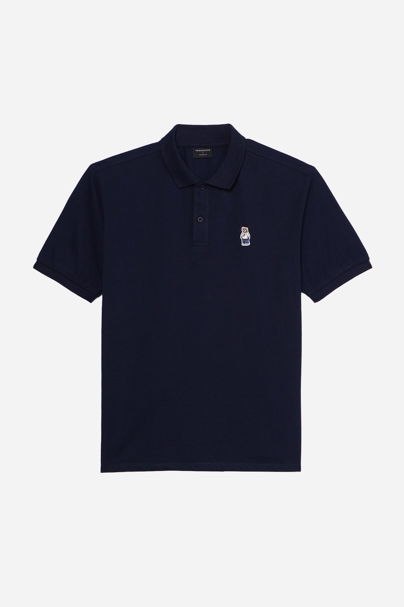 Relaxed Fit Polo with Crew Bear Patch Embroidery