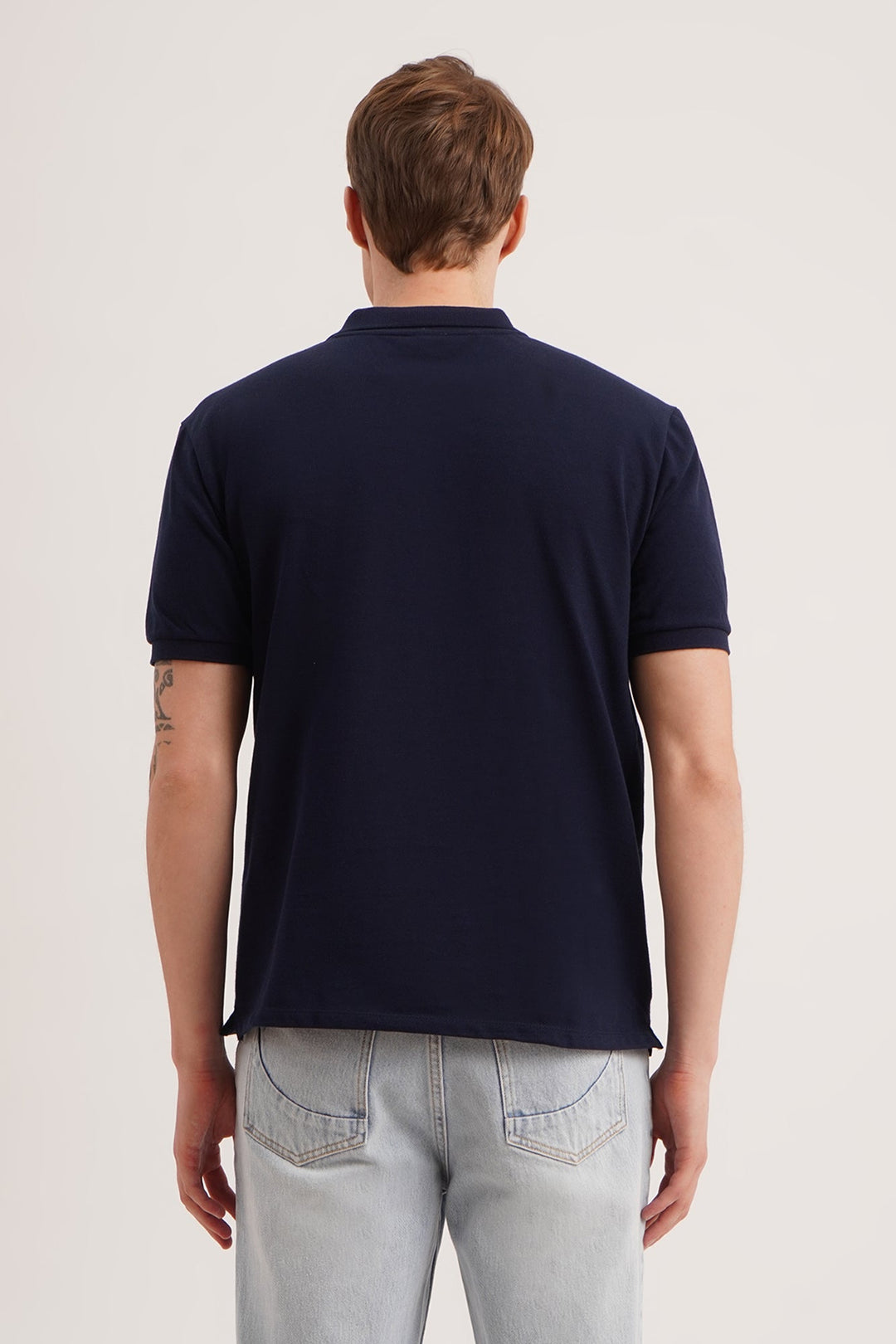 Relaxed Fit Polo with Crew Bear Patch Embroidery