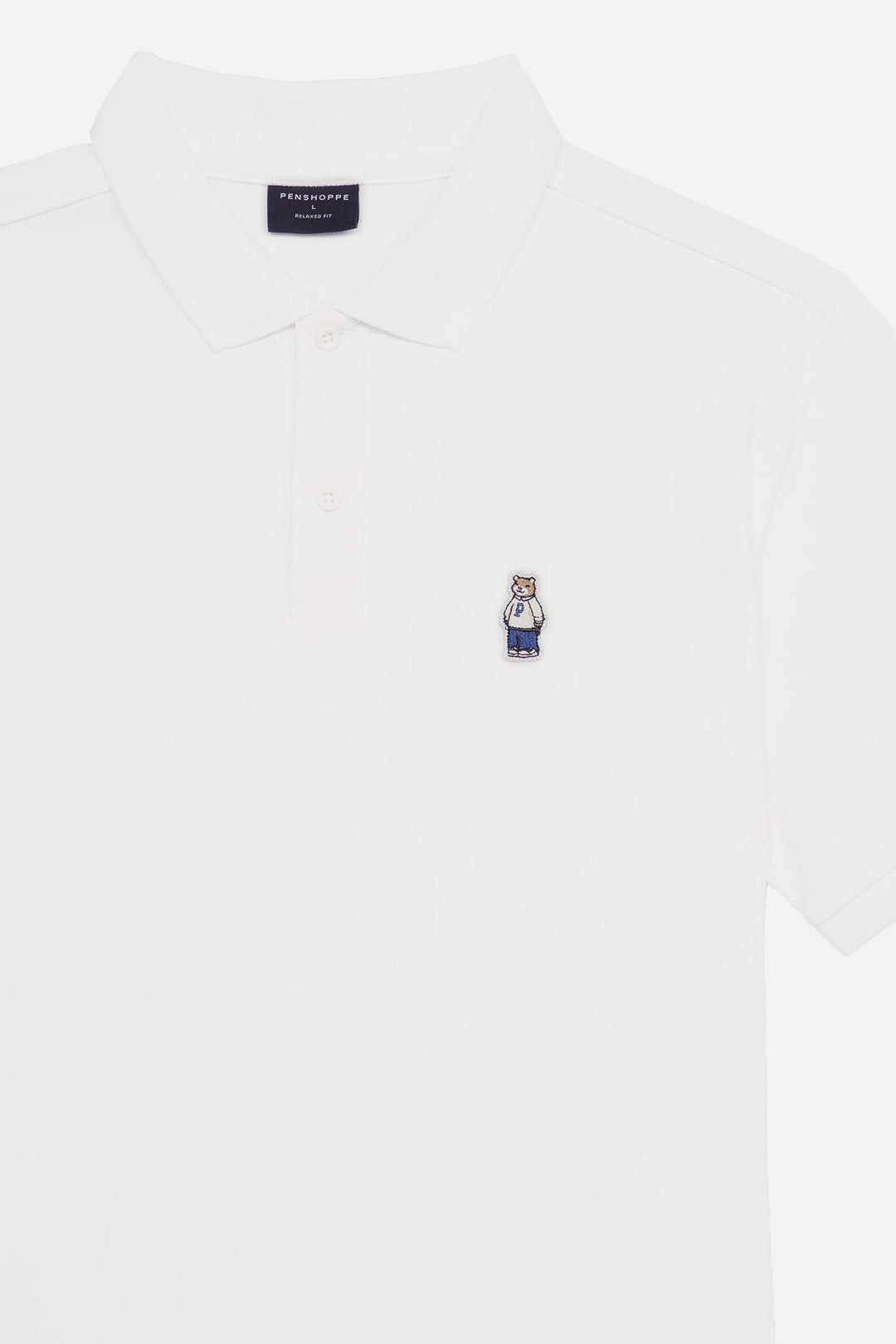 Relaxed Fit Polo with Crew Bear Patch Embroidery