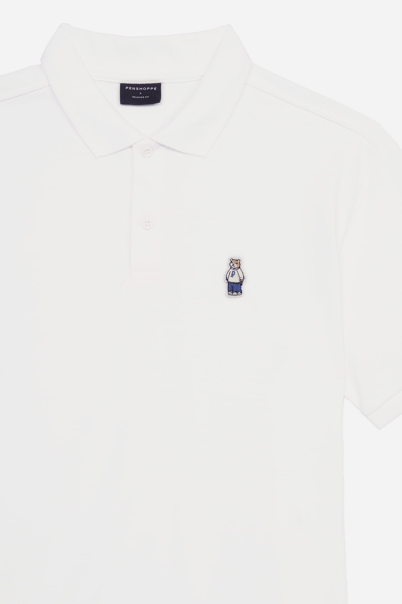 Relaxed Fit Polo with Crew Bear Patch Embroidery