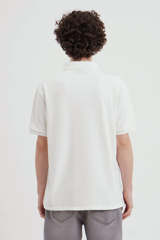 Relaxed Fit Polo with Crew Bear Patch Embroidery