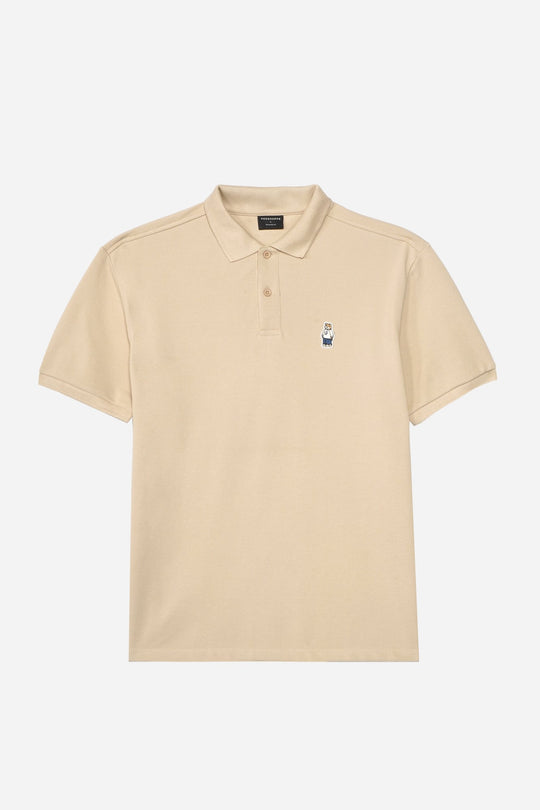 Relaxed Fit Polo with Crew Bear Patch Embroidery