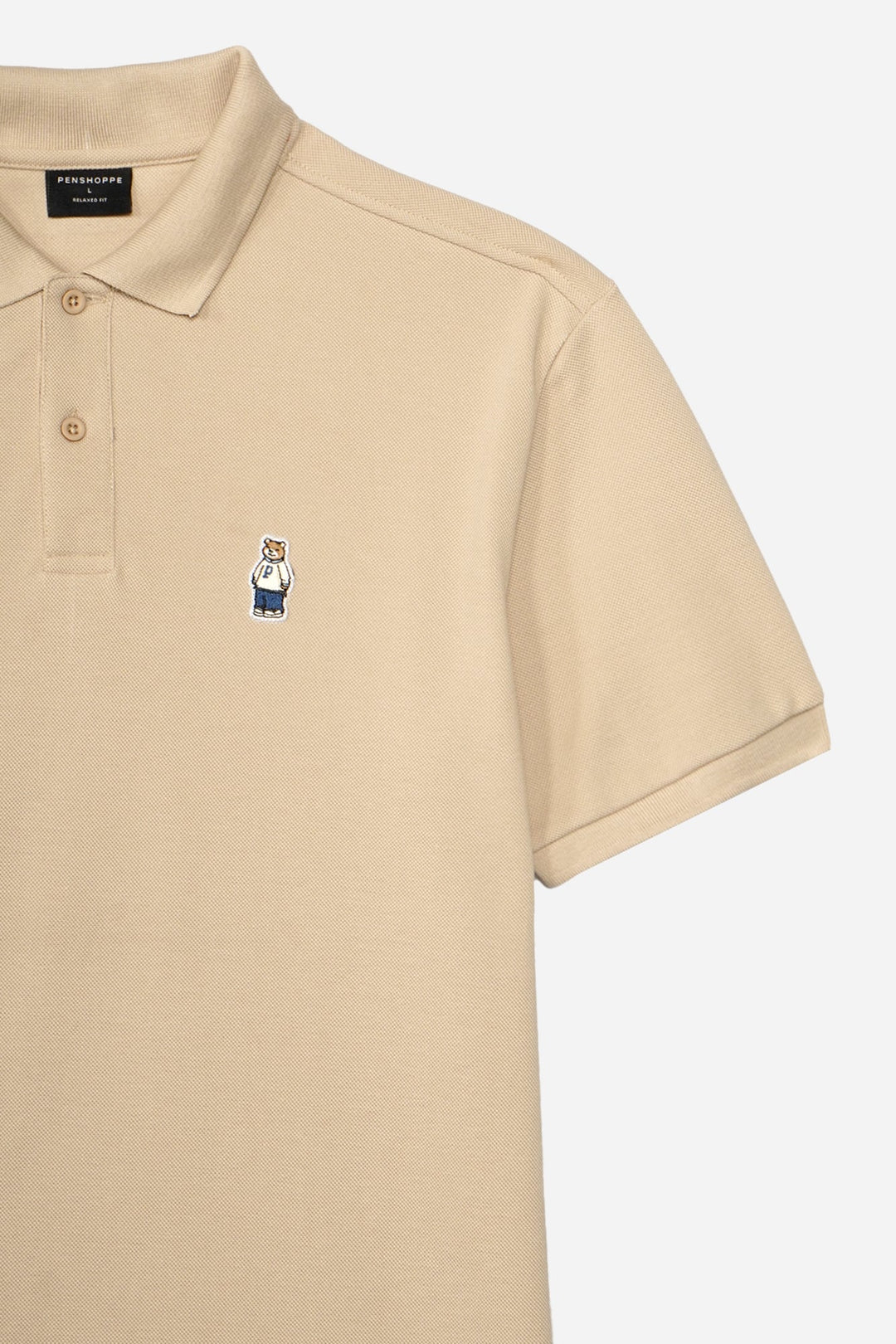 Relaxed Fit Polo with Crew Bear Patch Embroidery