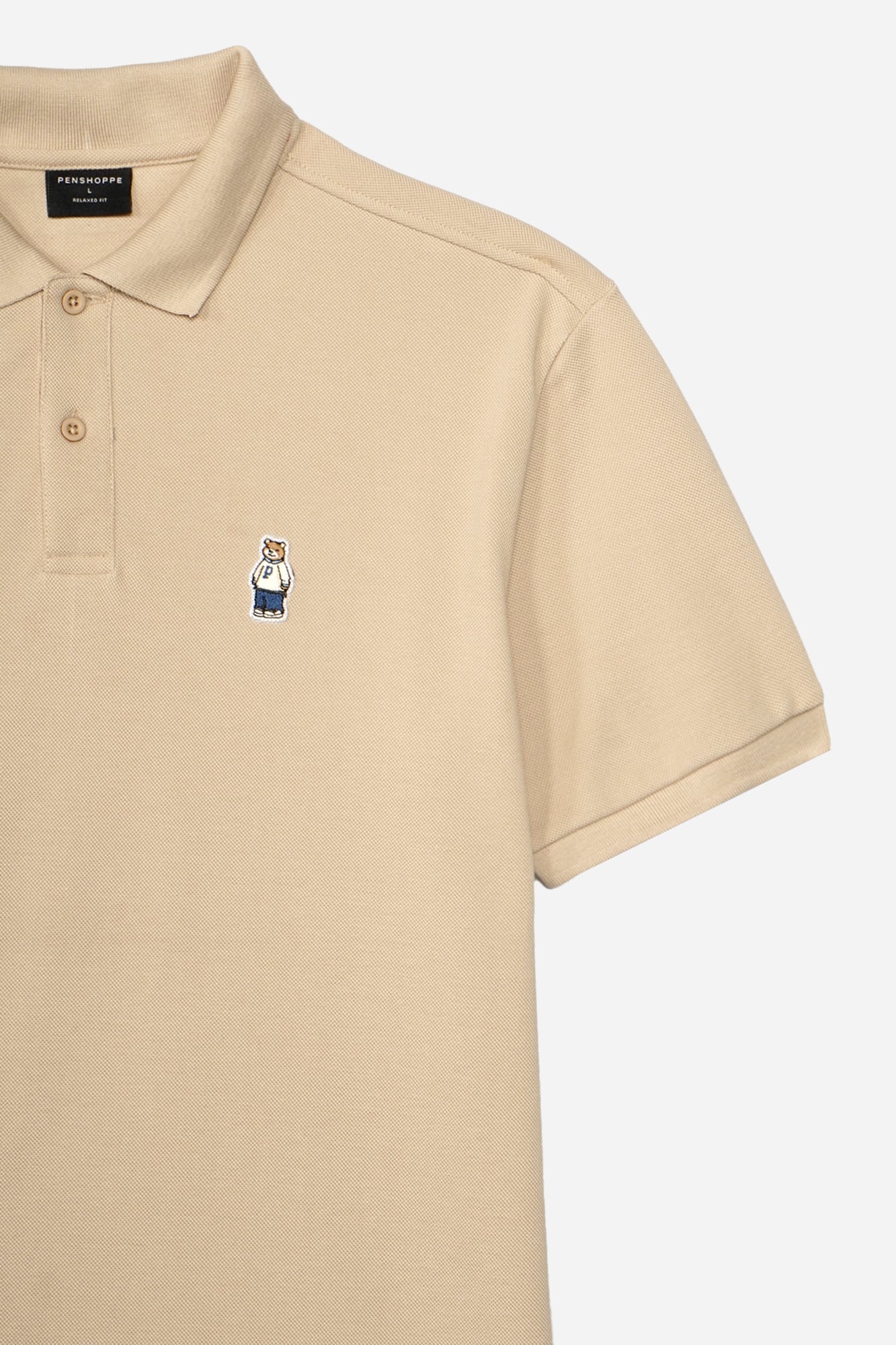 Relaxed Fit Polo with Crew Bear Patch Embroidery