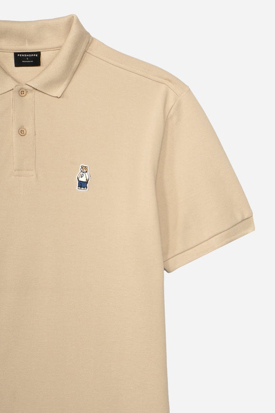 Relaxed Fit Polo with Crew Bear Patch Embroidery