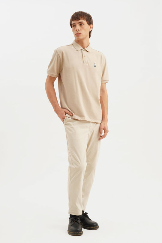 Relaxed Fit Polo with Crew Bear Patch Embroidery