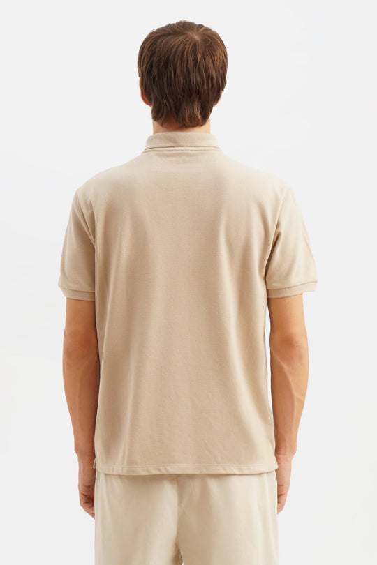 Relaxed Fit Polo with Crew Bear Patch Embroidery