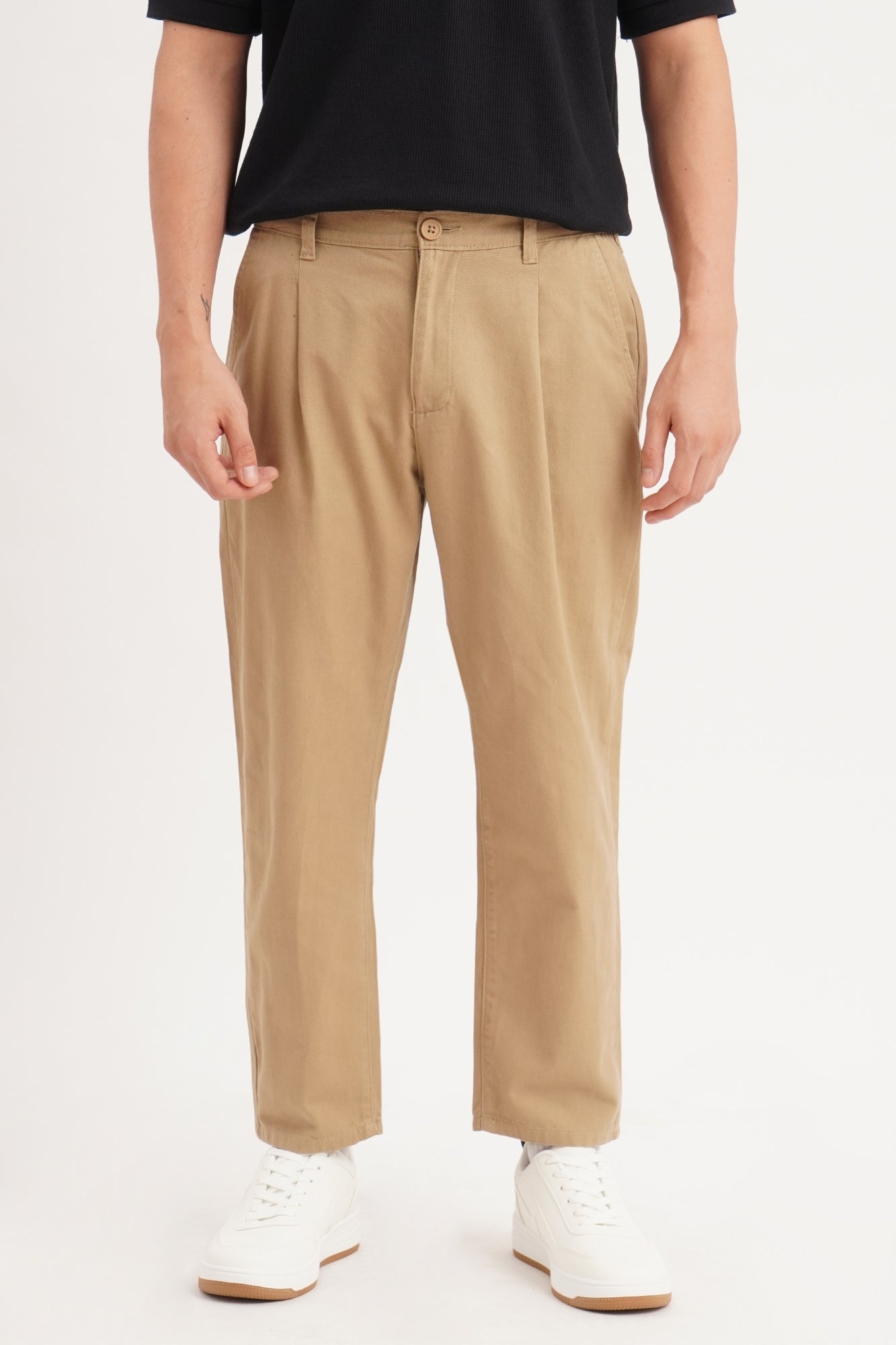 Slim Fit Pleated Ankle Length Chinos
