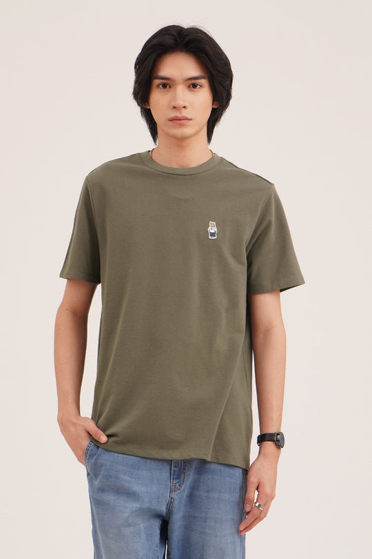 Regular Fit T-Shirt with Crew Bear Patch Embroidery