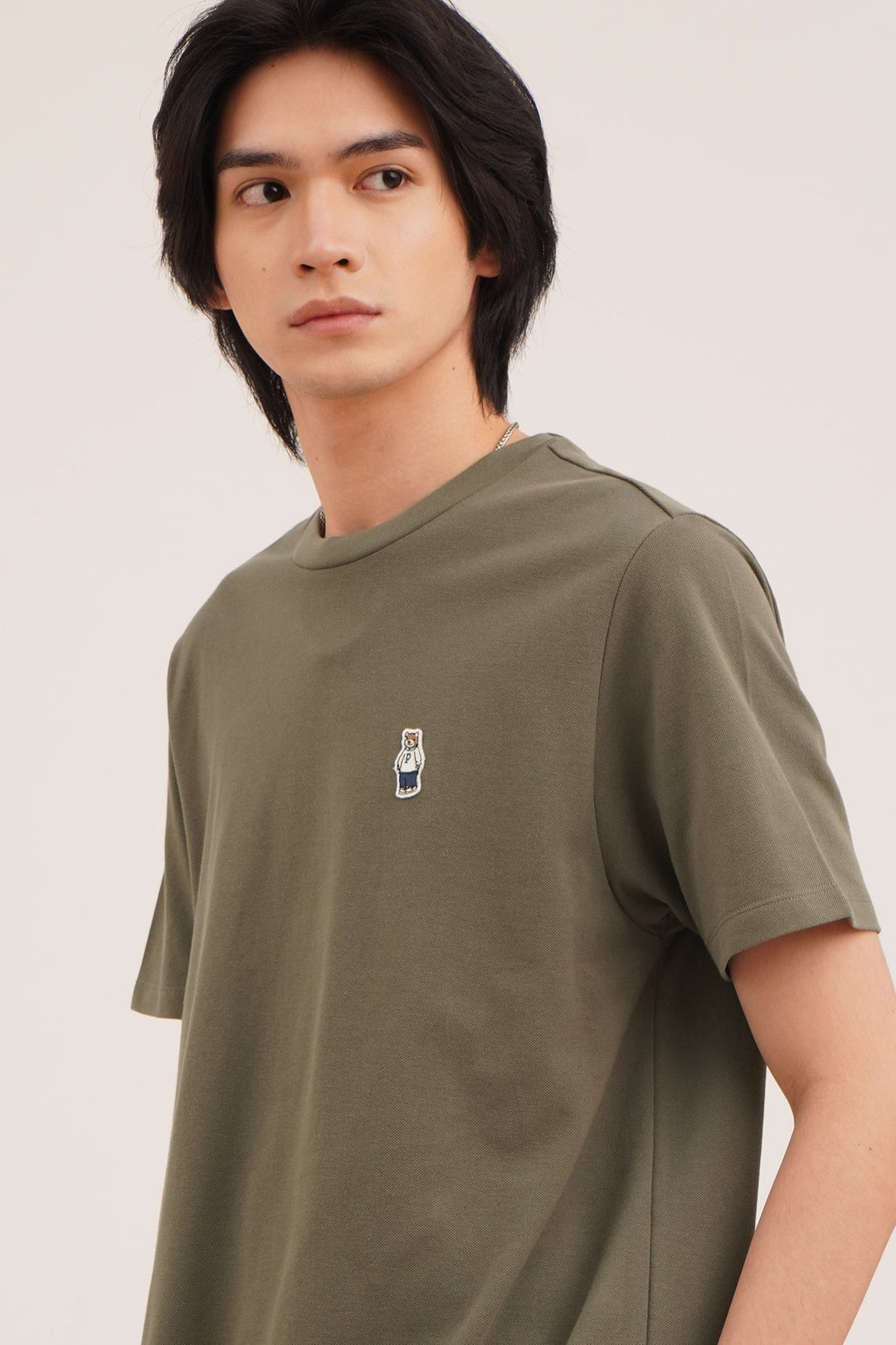 Regular Fit T-Shirt with Crew Bear Patch Embroidery