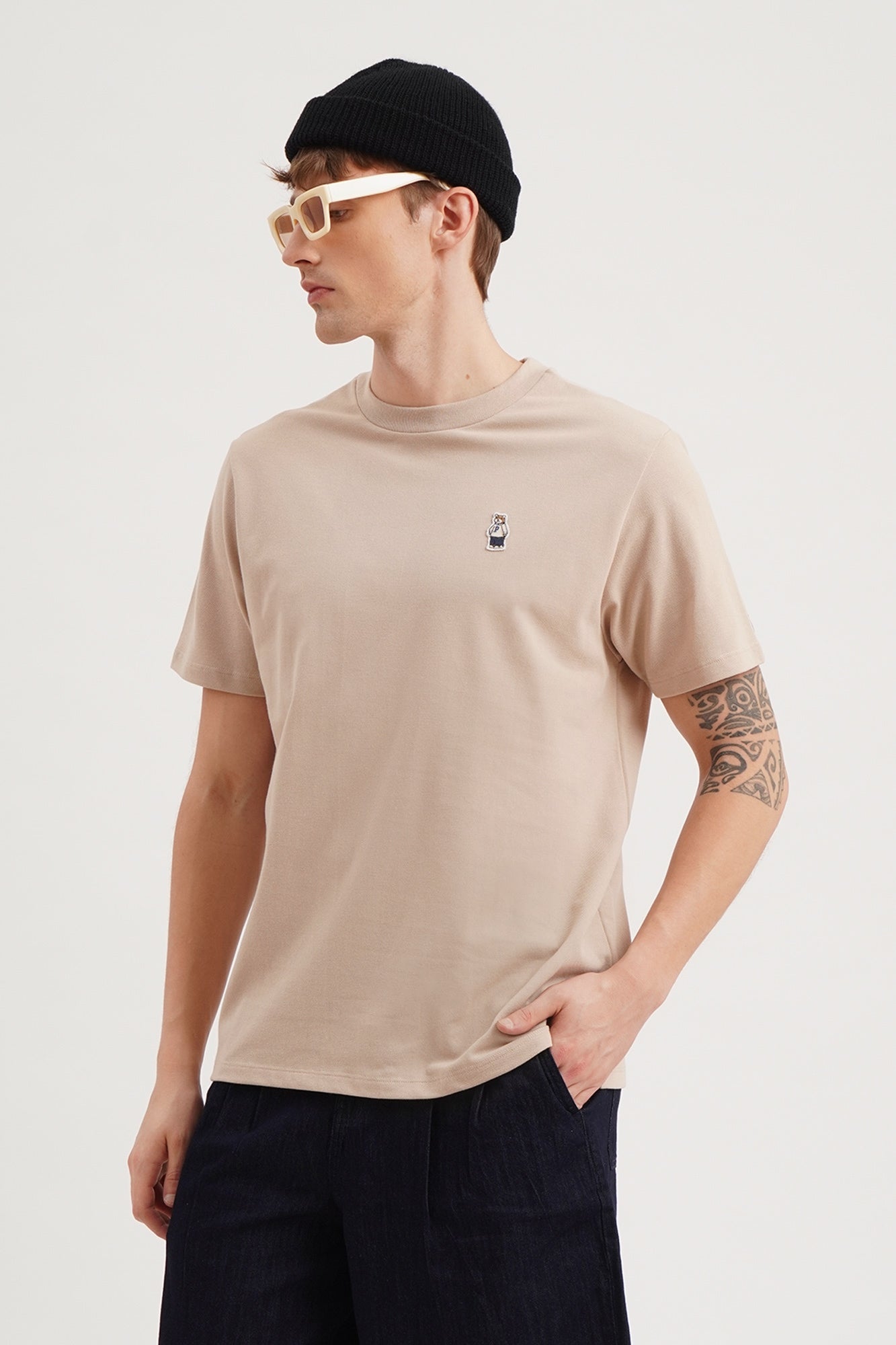 Regular Fit T-Shirt with Crew Bear Patch Embroidery