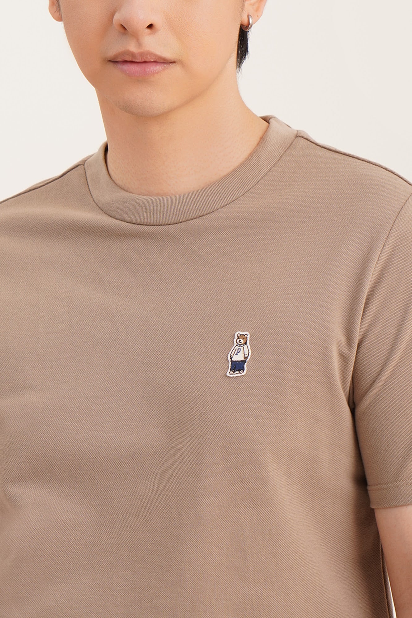 Regular Fit T-Shirt with Crew Bear Patch Embroidery