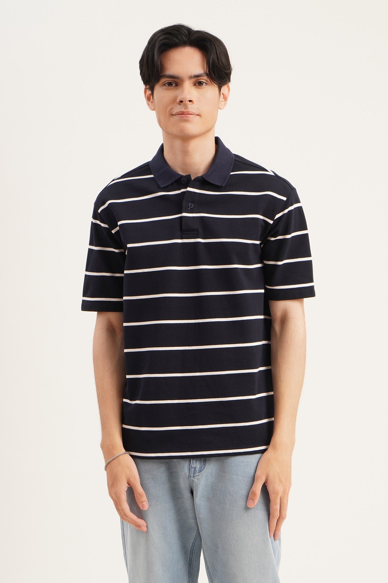 Relaxed Fit Jacquard Polo – PENSHOPPE
