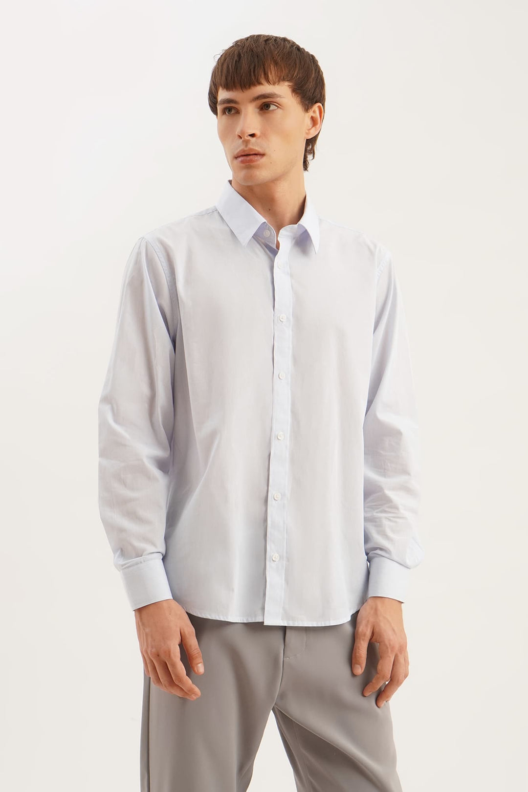 Penshoppe Long Sleeve Blue And White Striped Shirt Polo Striped