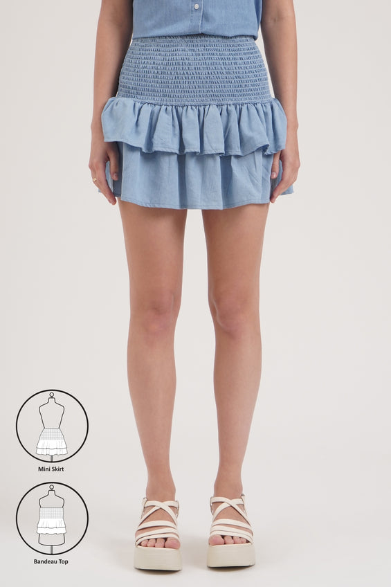 Smocked Tiered Skirt