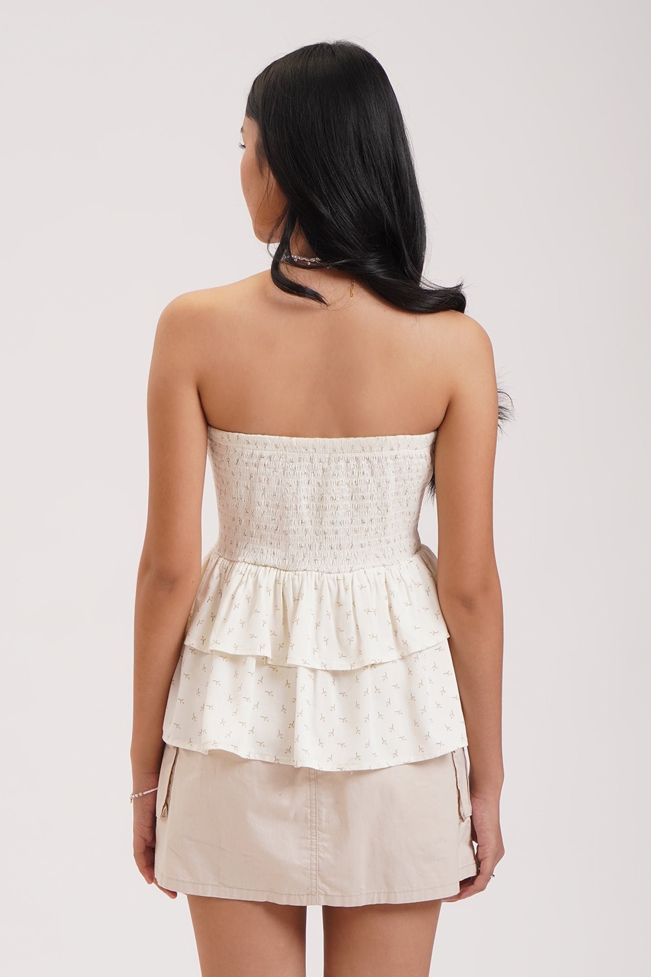 Smocked Tiered Skirt with Print