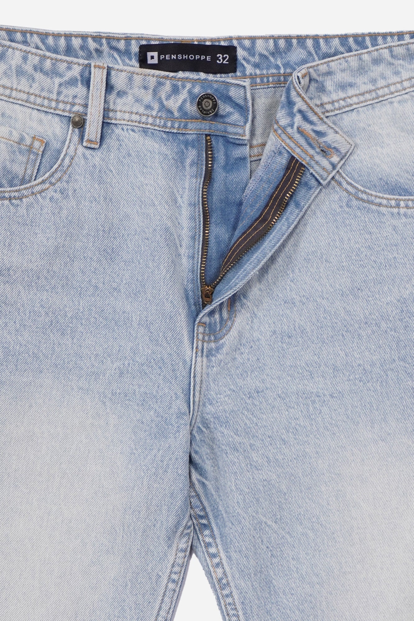 Straight Fit Heavy Denim Jeans in Light Blue Wash – PENSHOPPE