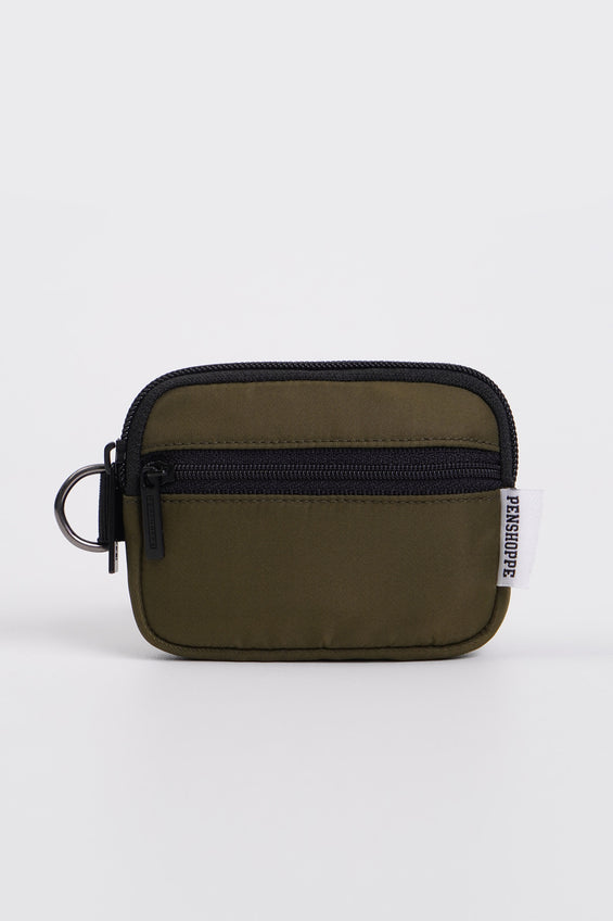 Coin Purse with Back Snap Pocket and Clip Label