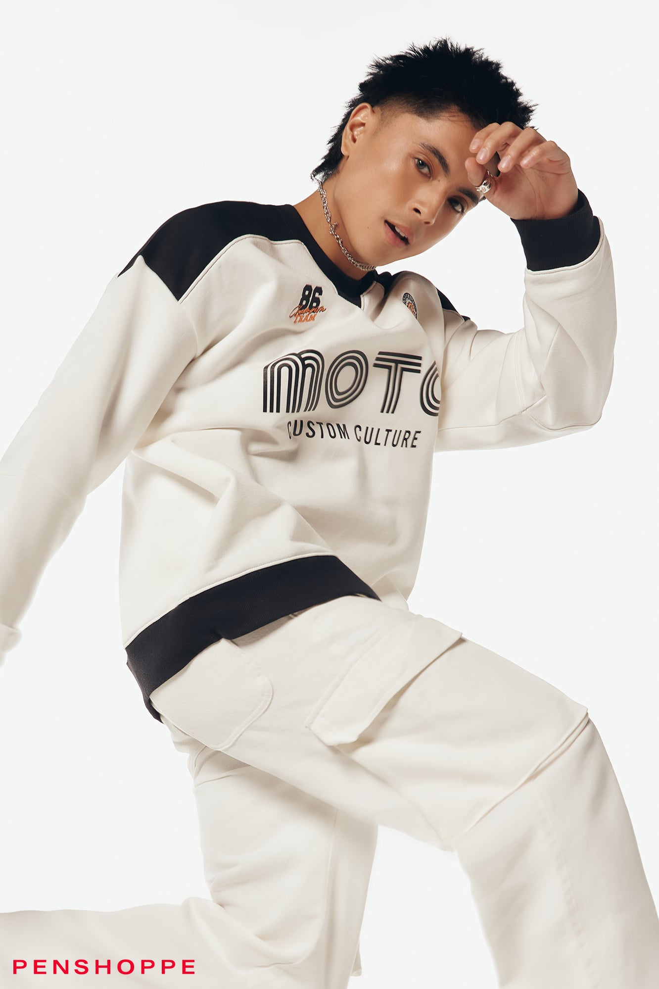 Moto Relaxed Fit Pullover Sweater