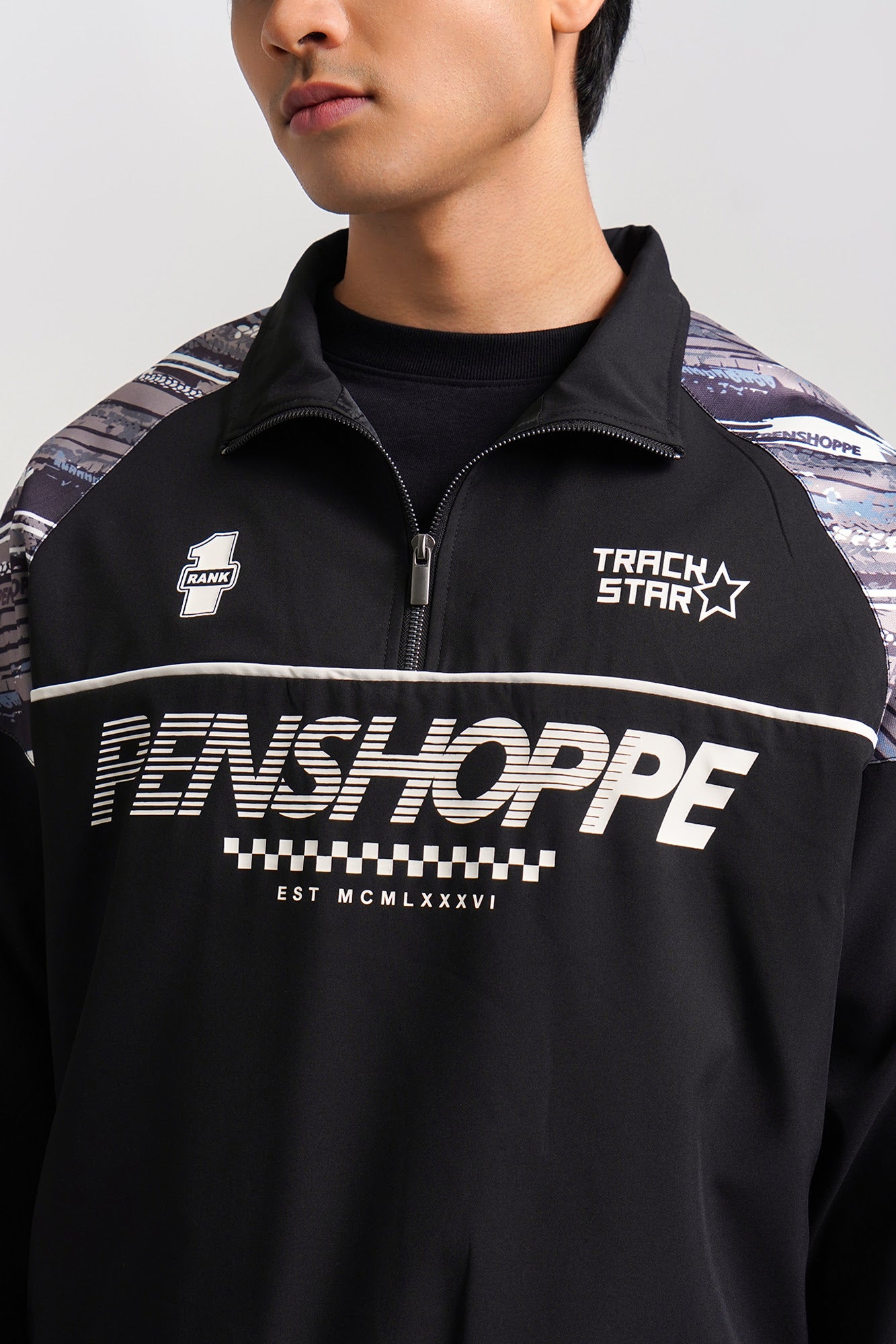 Relaxed Fit Half-Zip Nylon Jacket – PENSHOPPE