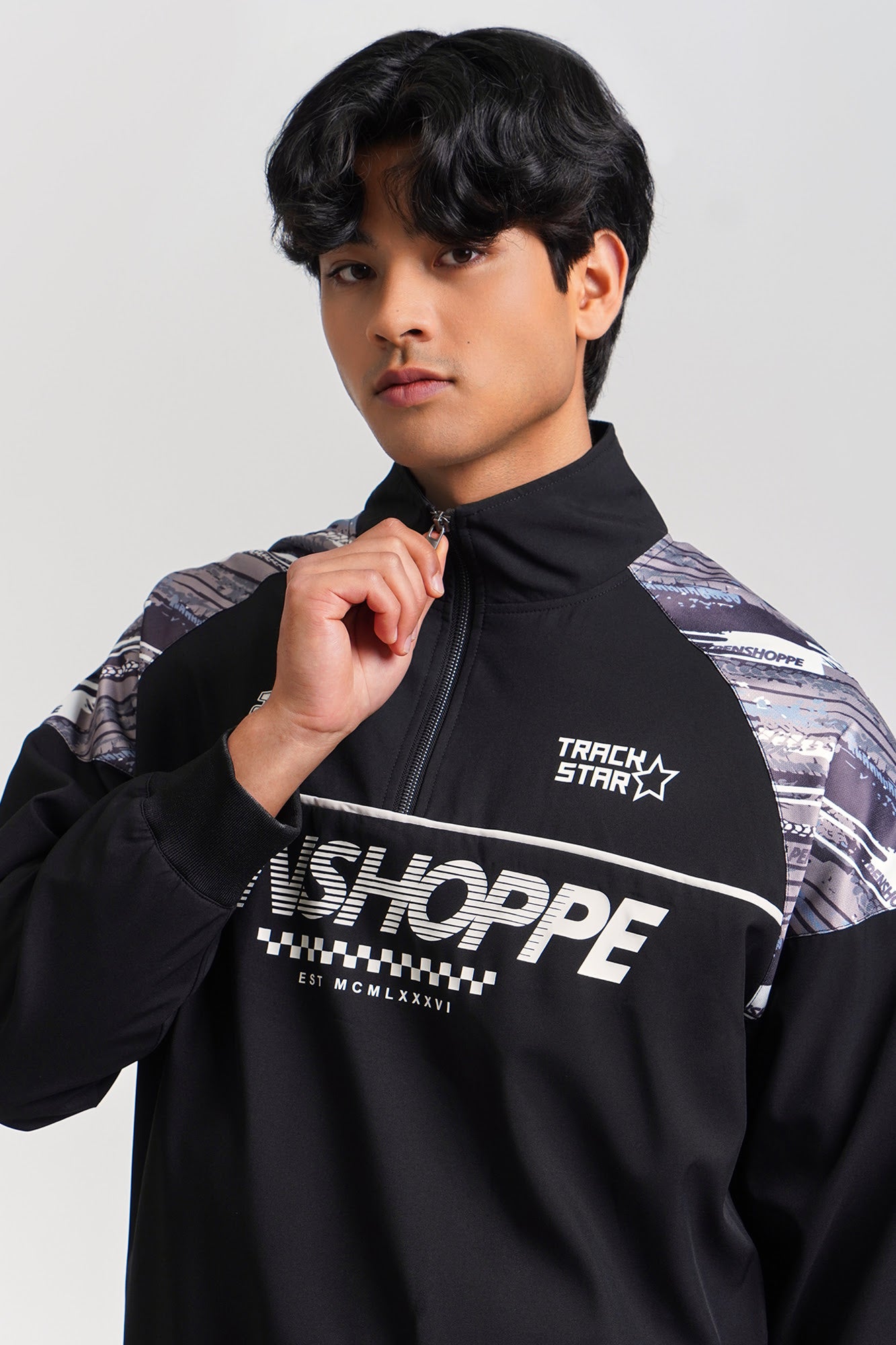 ジャケット・アウター shoop half zip nylon jacket Relaxed Fit Half-Zip Nylon Jacket – PENSHOPPE