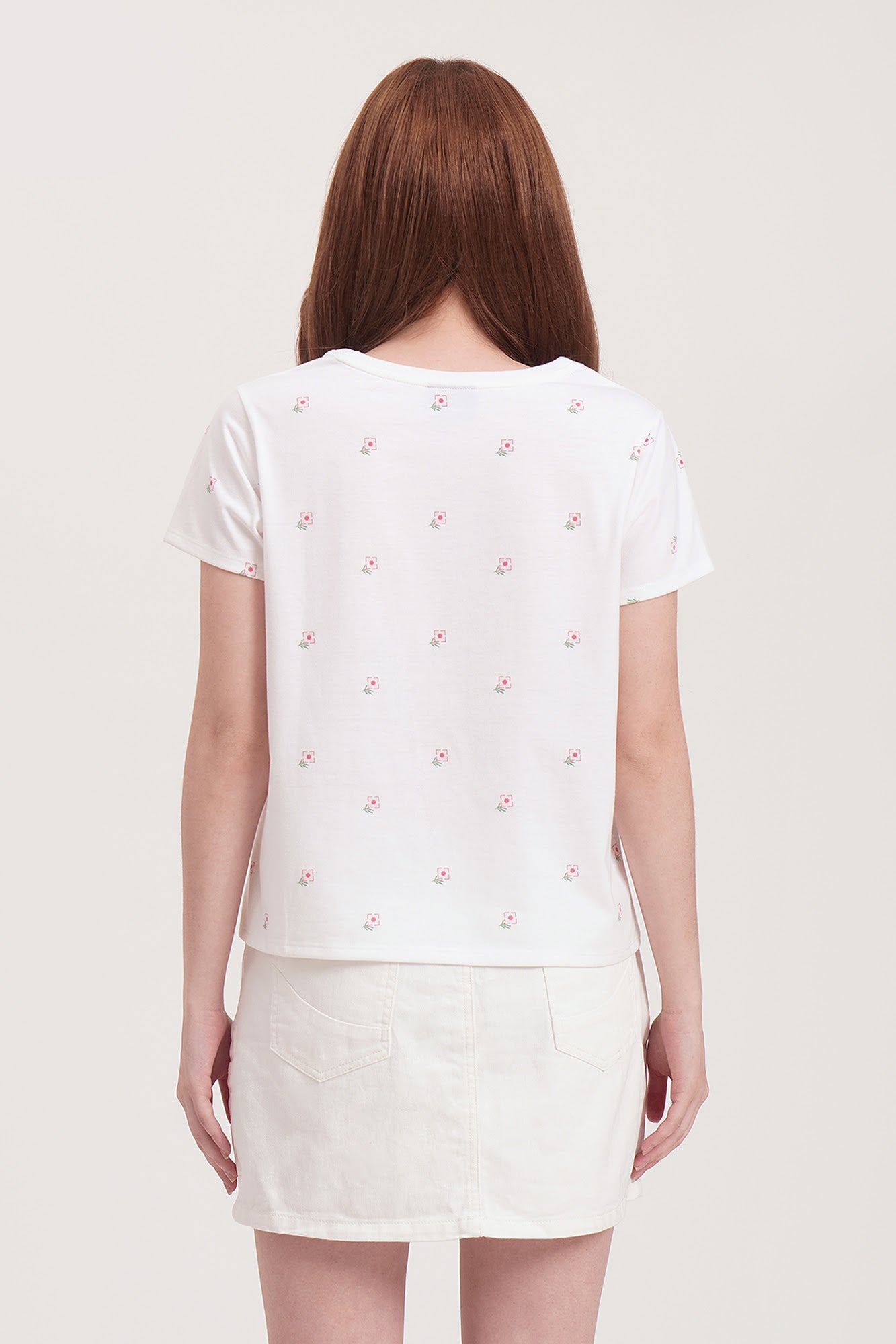 Floral All-Over Print T-Shirt with Branding – PENSHOPPE