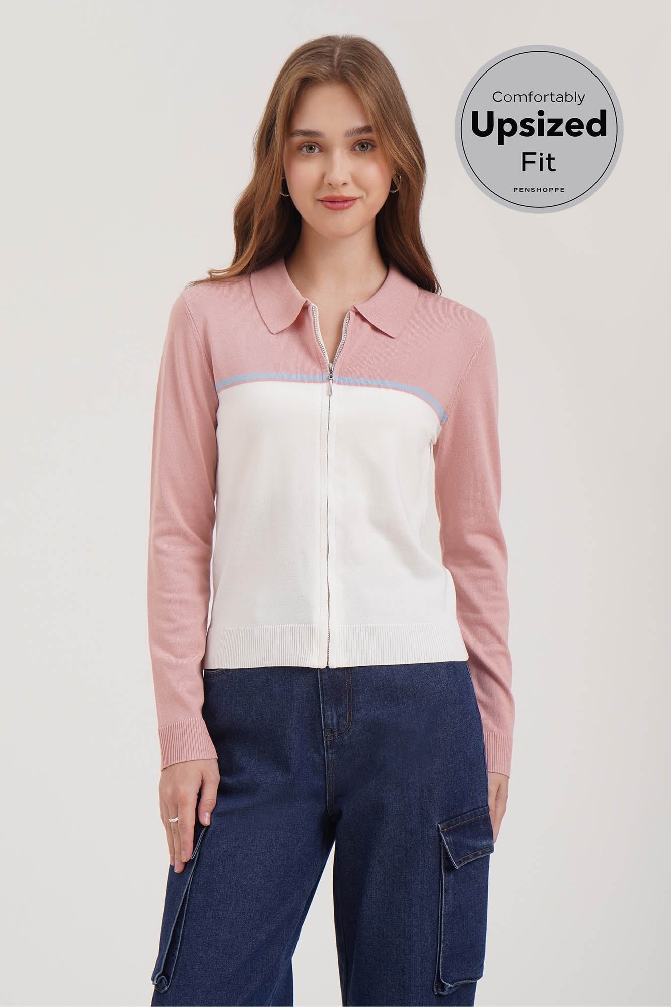 Slim Fit Zip-Up Collared Cardigan
