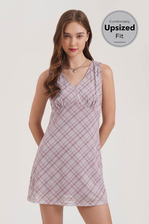 Plaid Mesh Sleeveless Dress