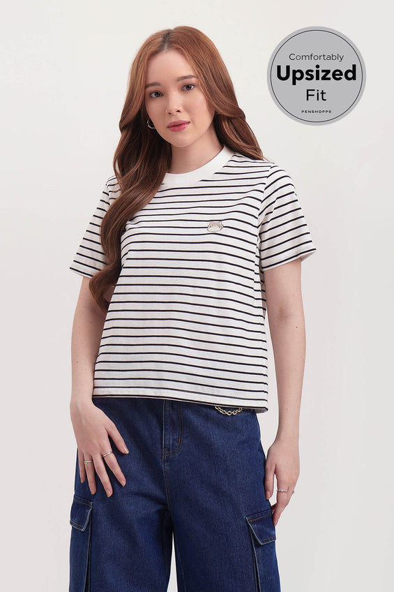 Cat Icon Stripes Relaxed Fit T-Shirt