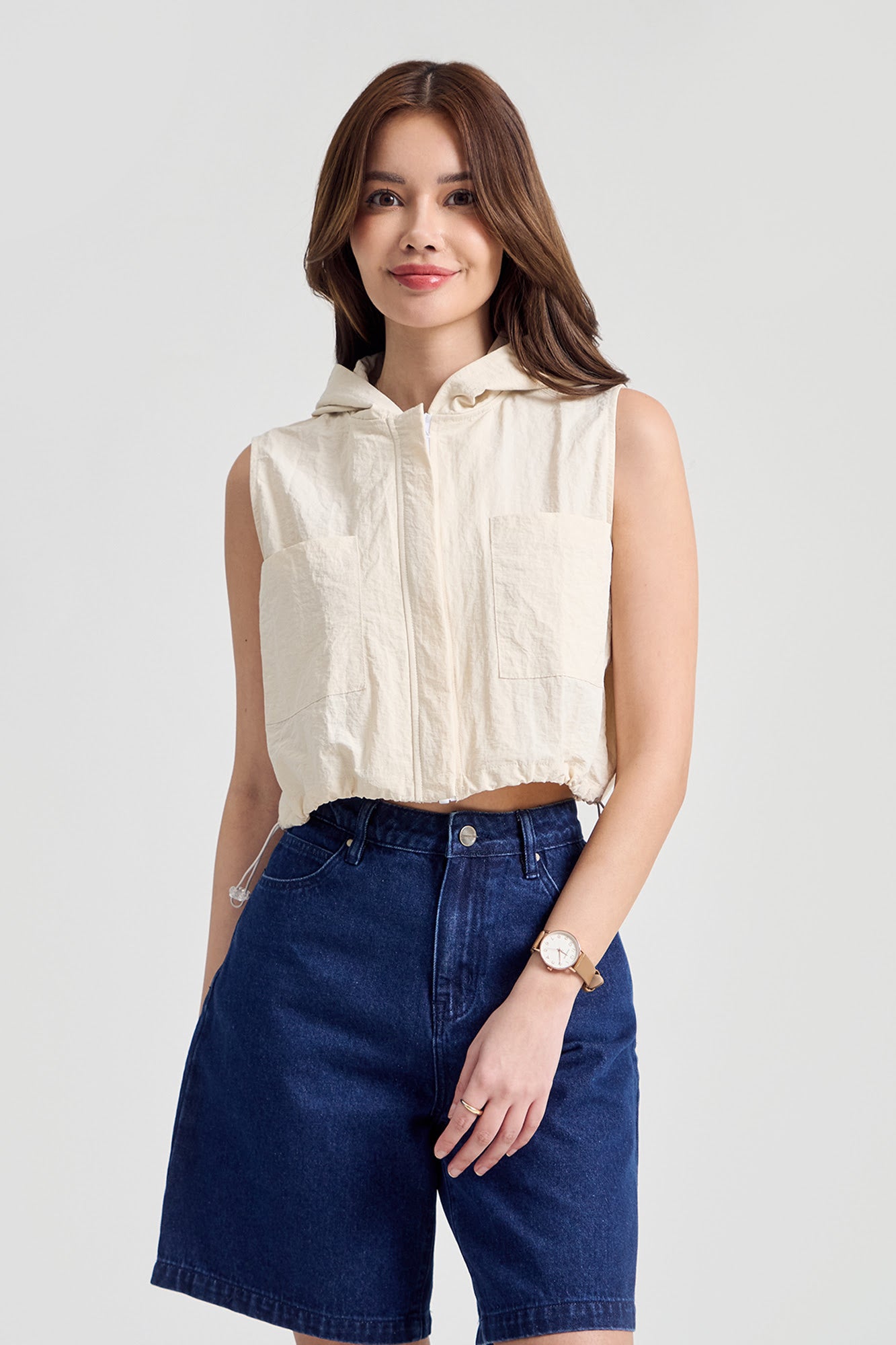 トップス Leaf Vein Vest(NYLON) zip-front-vest-lace-sides.jpg