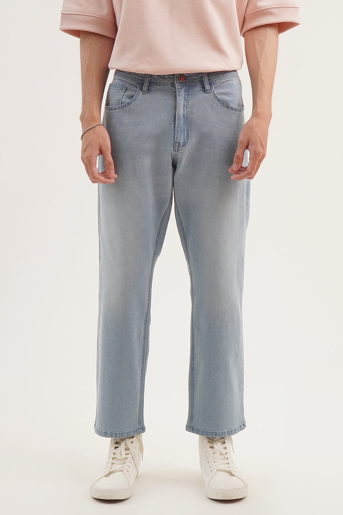 【BOK PLACE】Span Slim Straight Fit Light Blue Denim Pants BOK PLACE】Span Slim Straight Fit Light Blue Denim Pants