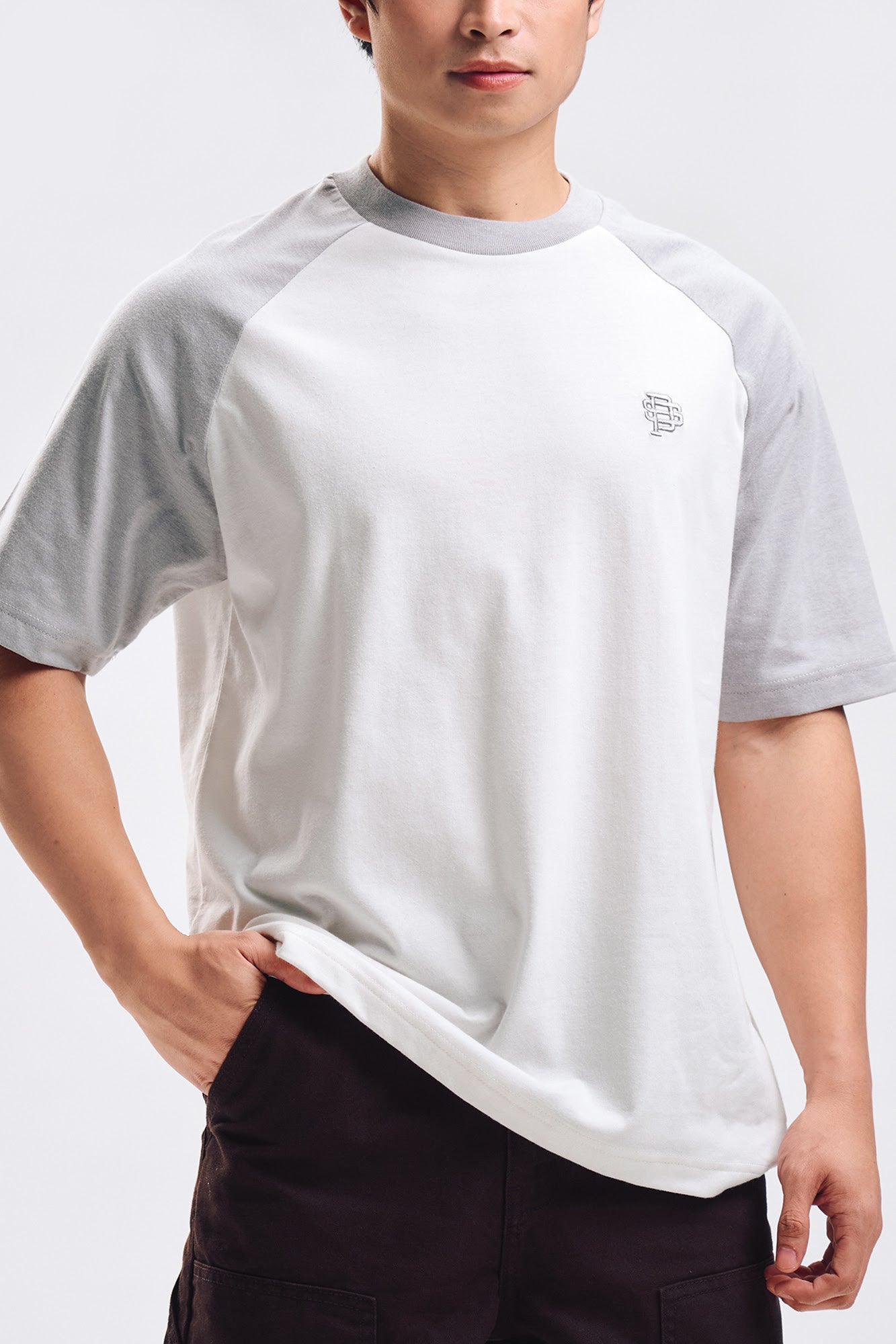 Relaxed Fit Raglan T-Shirt with Embroidery