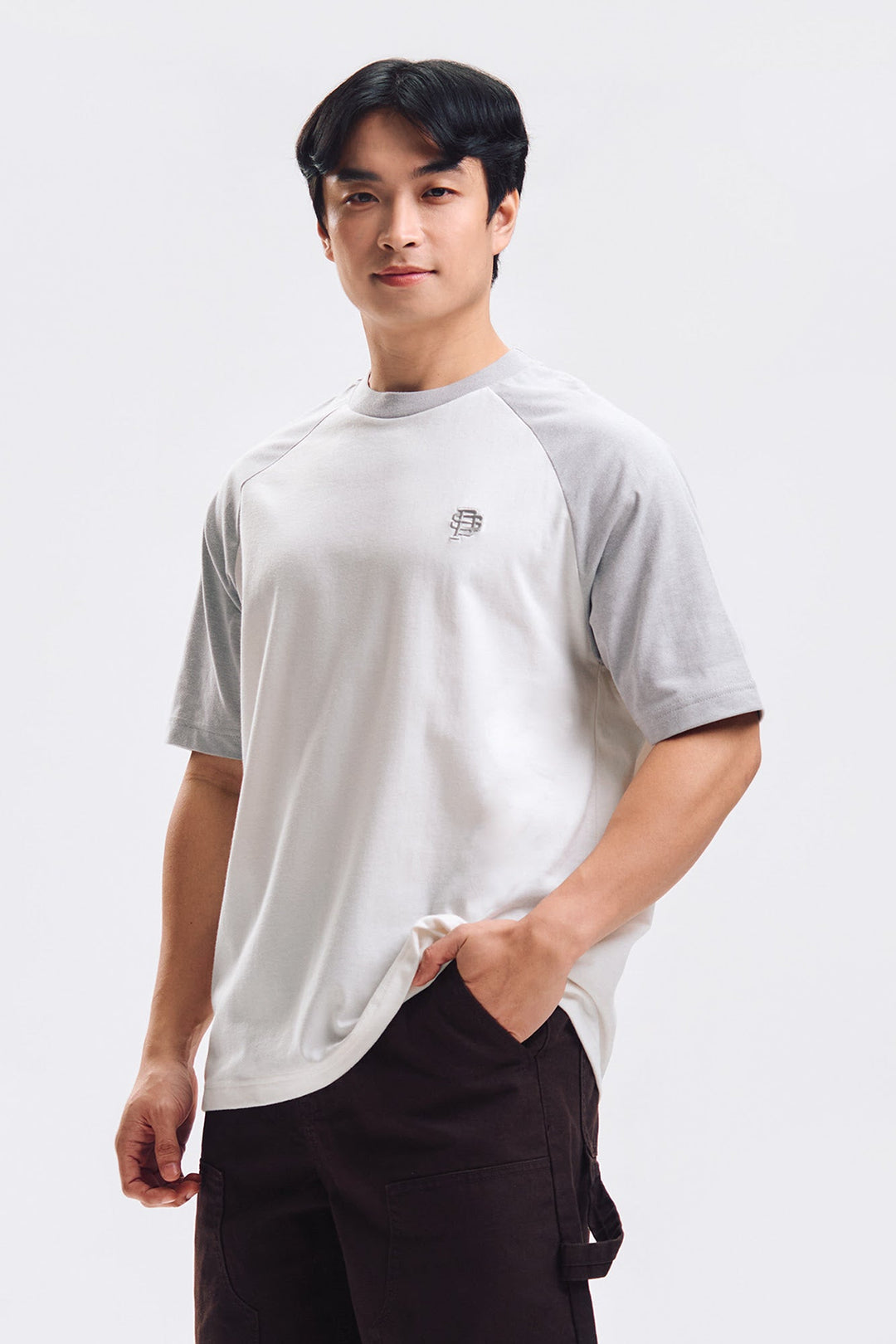Relaxed Fit Raglan T-Shirt with Embroidery