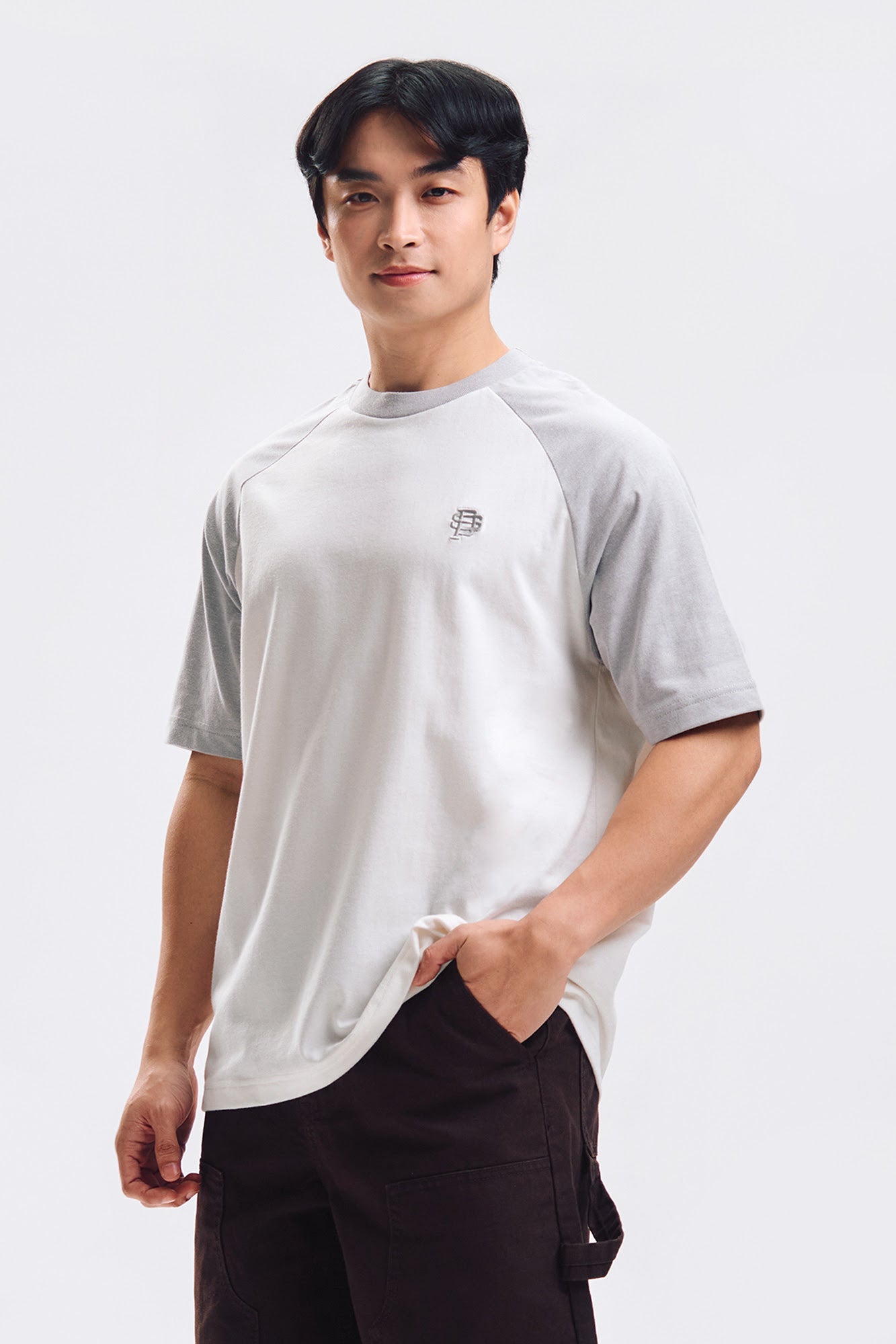 Relaxed Fit Raglan T-Shirt with Embroidery
