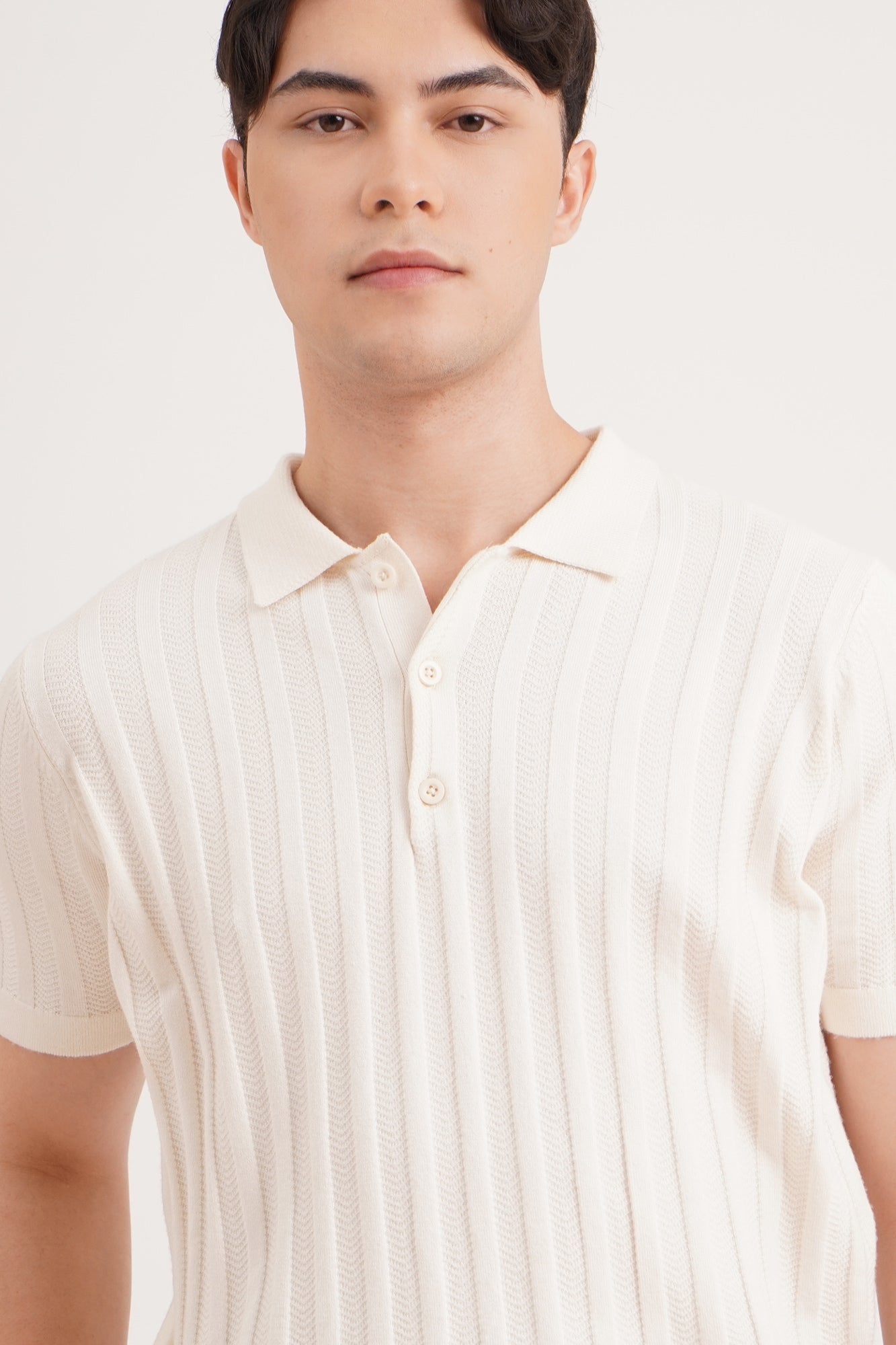 Relaxed Fit Crochet Knit Polo – PENSHOPPE