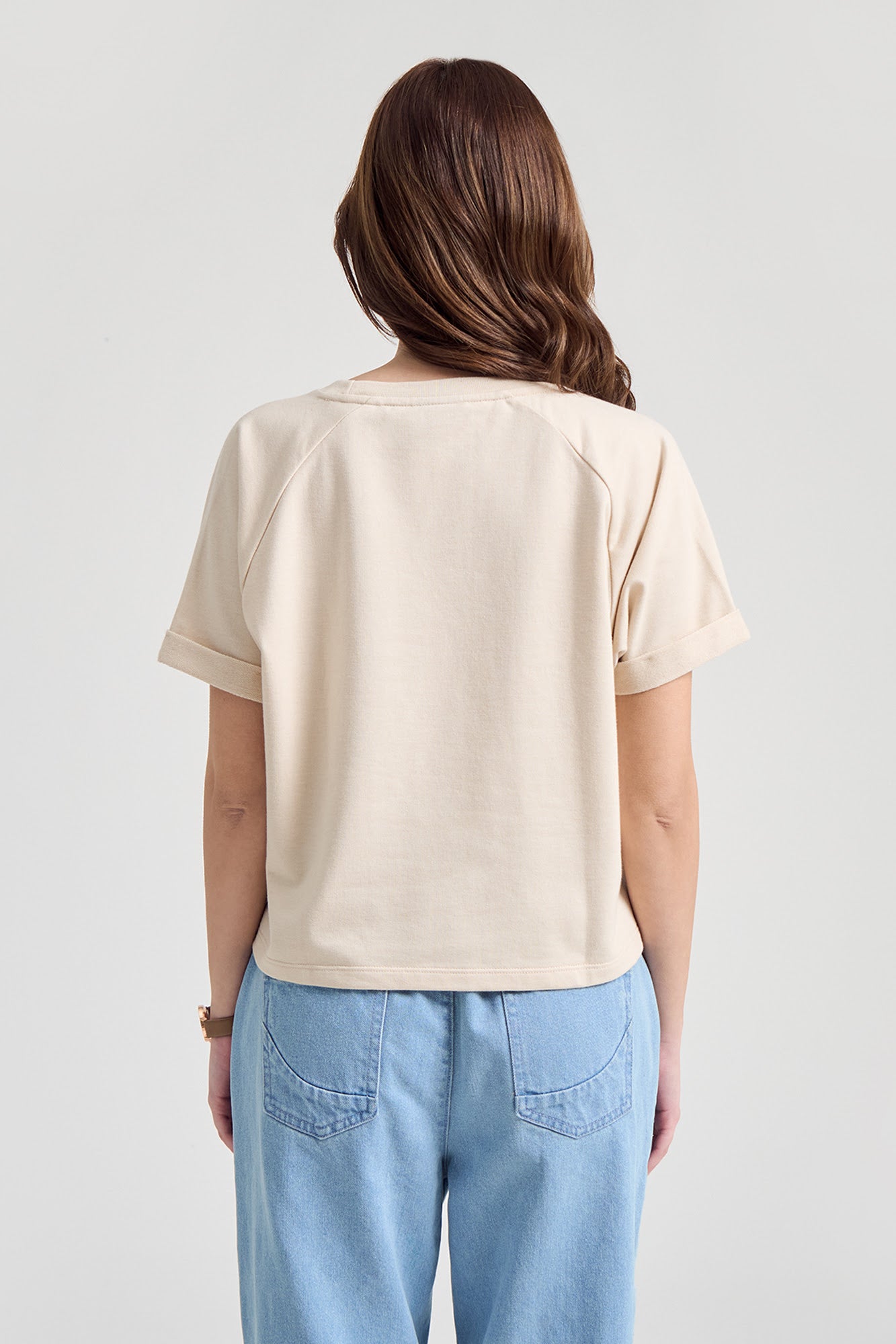 Penshoppe Boxy Fit Raglan Semi-Cropped Graphic T-Shirt
