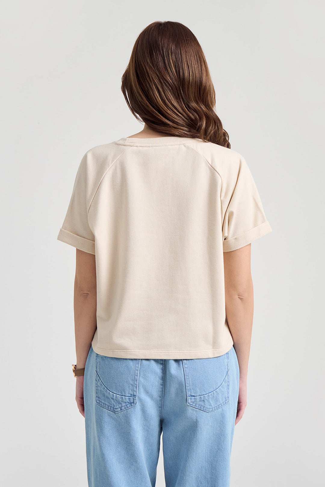 Penshoppe Boxy Fit Raglan Semi-Cropped Graphic T-Shirt
