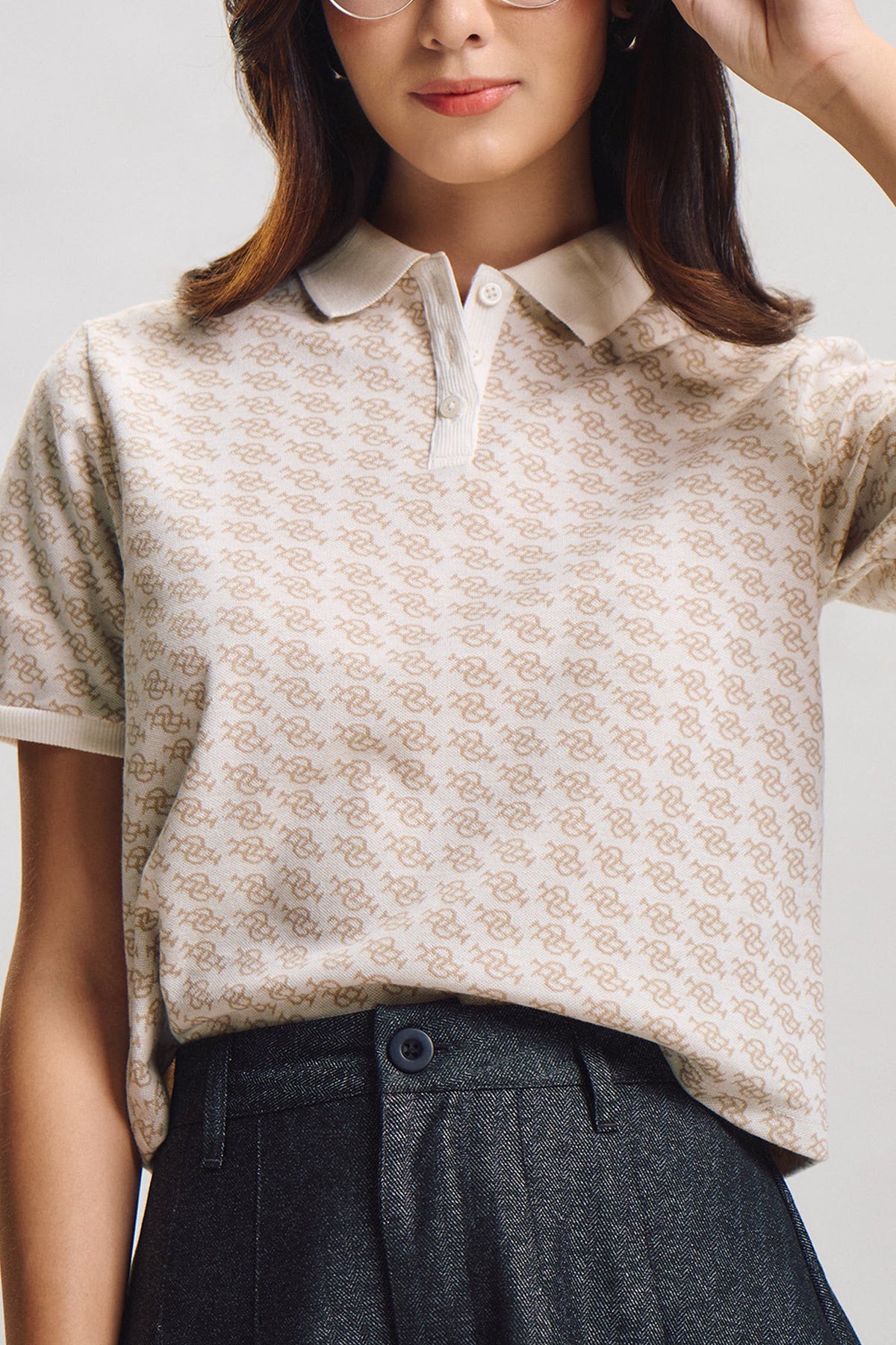 Relaxed Fit Monogram Jacquard Polo