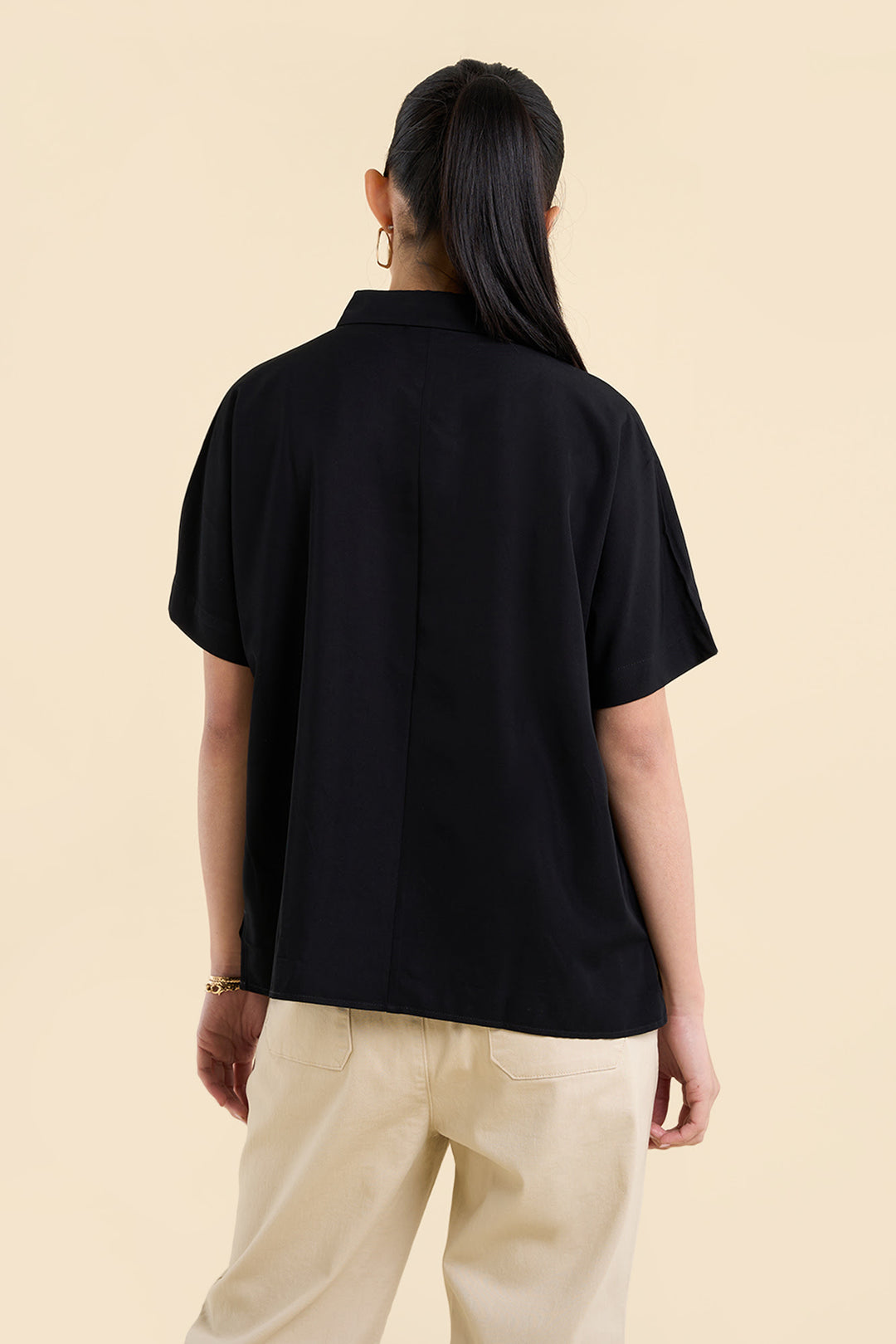 Dress Code Loose Short Sleeve Button Down Top