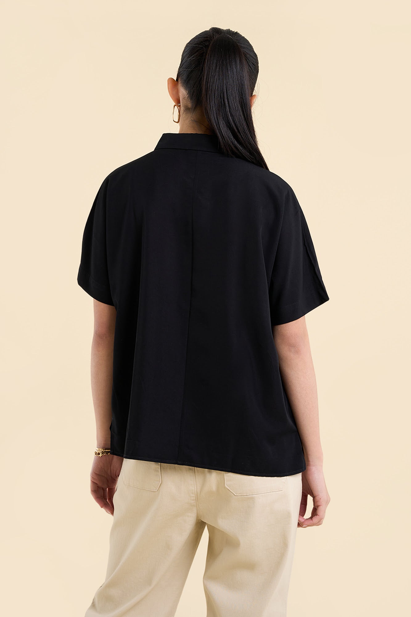 Dress Code Loose Short Sleeve Button Down Top